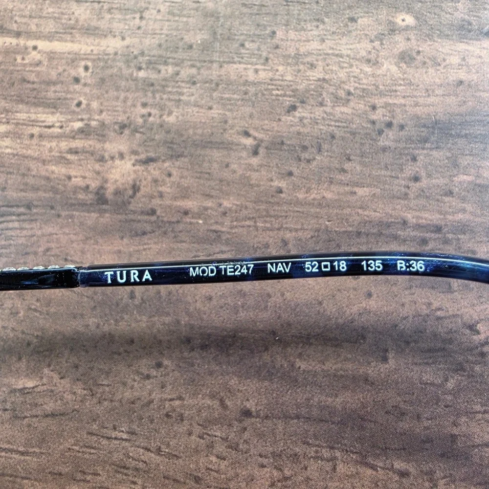 Tura TE247 Navy‎ Blue Semi Rimless Cat Eye Eyeglasses Crystal Temples 52-18-135